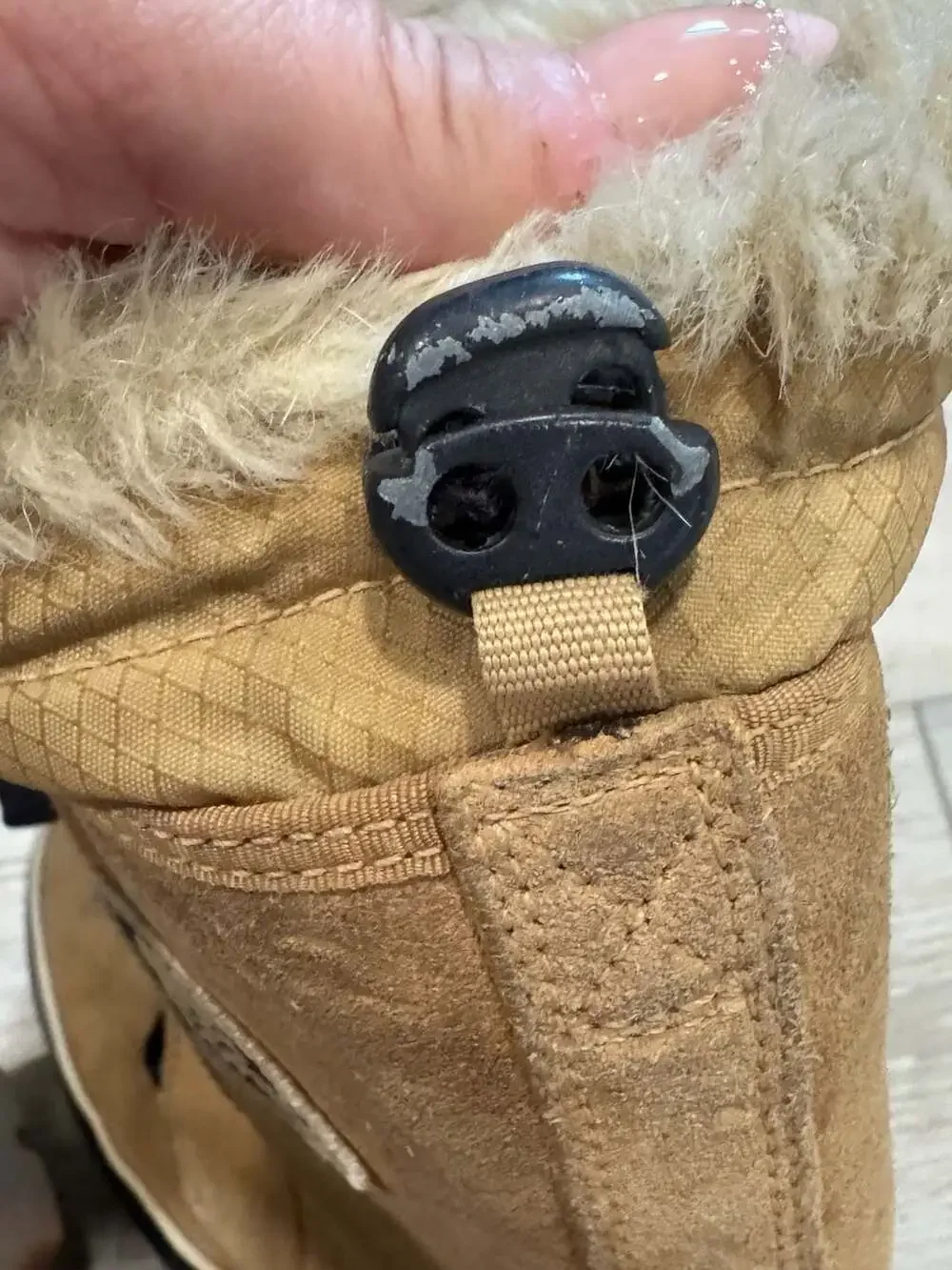 Sorel Women’s Size 8.5 Tan Suede Tall Winter Snow Boots Faux Fur Lace Up
